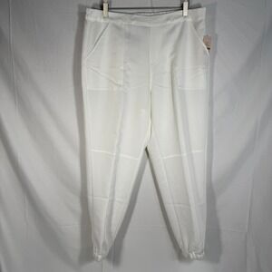 Nanette Lepore White‎ Joggers NWT Size 14 Spring Fling Elastic Waist Pants